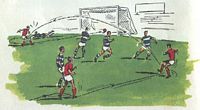 Il gol di Nyers
                disegnato da Silva per Il manuale del gol del 1974