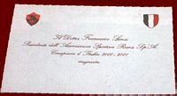 Cartolina
                  ringraziamento Franco Sensi per lo scudetto 2000-01